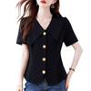 Foto Real de Camiseta Adelgazante Cubre-Barriga Francesa Gorda para Mujer Verano Nuevo Tallas Grandes Tops de Moda para Mujer