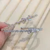 Pulsera Abierta de Zirconia de Trigo Super Brillante con Lazo para Mujer, Pulsera de Moda Personalizada de Gama Alta, Exquisita Pulsera de Nicho de Lujo Ligero