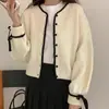 Cárdigan de punto corto dulce de estilo coreano para mujer, diseño de otoño e invierno, suéter con cordones de nicho, abrigo exterior
