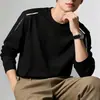 Camiseta de manga larga para hombre, capa interior de otoño para hombre, camiseta base elástica de corte holgado, camiseta estampada estilo coreano ins para hombre