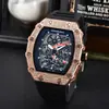 Nuevo Reloj de Barril Moda Richard Esfera Grande Reloj de Cuarzo Multifuncional Reloj para Hombre Explosiones de Tiktok