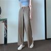 Pantalones anchos de seda de hielo de verano nuevos, pantalones de fregona drapeados de cintura alta para mujer, pantalones casuales rectos sueltos y finos, pantalones recortados