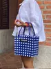 Ins Celebridade da Internet Tailândia Chiang Mai Férias Lazer Bolsa Artesanal Rattan Tecido Bolsa Feminina Cesta de Vegetais Bolsa de Mão
