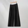 Calça de alfaiataria feminina estilo "old money" cáqui, estilo fino de outono, com bom caimento, de alta qualidade, cintura alta, perna larga, calça comprida casual para mulheres