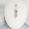 Colgante de trébol de cuatro hojas piercing ombligo cobre microincrustación chapado en oro real de 18k anillo para el ombligo aleación de titanio G23 joyería para el ombligo F136 joyería para piercing