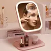 Espejo de Escritorio para Dormitorio Espejo de Tocador Espejo de Maquillaje LED con Luz para Iluminación Suplementaria y Aplicación de Maquillaje, Espejo de Maquillaje Plegable para Viaje en Casa