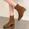 Botines de mujer para aumentar la altura, nueva colección otoño/invierno 2026, estilo coreano, diseño simple, caña corta, cierre trasero, punta cuadrada, elástico, botines de moda