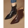 Botines Negros de Tacón Kitten para Mujer 2025 Principios de Otoño e Invierno Nuevos Botines de Tacón Kitten con Punta Estilo Retro Francés Botas Adelgazantes