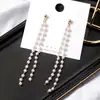Pendientes Largos Elegantes con Borlas de Perlas de Dongdaemun, Moda Chic Trendy de Influencers, Pendientes Super de Hada Trendy Adelgazantes
