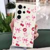Funda de Teléfono Móvil Transfronteriza con Diseño de Moño de Cereza, Adecuada para S24U, Funda de Teléfono Samsung S25 de Silicona de Alta Gama Mate Amigable con la Piel