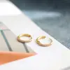 Puños de Oreja de Acero de Titanio Minimalistas con Tachuelas de Diamante Estilo Fresco, Pendientes de Diseño Único, Aros de Oreja de Circonita, Accesorios para Orejas Versátiles y Elegantes