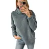 Otoño/Invierno 2025 Moda Femenina Europea y Americana de Amazon Transfronterizo Nuevo Sudadera de Color Sólido de Cuello Alto Peluda Top de Felpa para Mujer