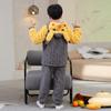 Pijama de inverno infantil para meninos, macacão de veludo jacquard espesso com zíper, corte para meninos grandes, veludo com estampa floral, roupa de casa, pijamas no atacado