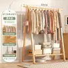 Perchero de Madera Maciza de Pie Perchero para Ropa Dormitorio Perchero de Abrigos Doméstico de Madera Estante para Colgar Ropa Simple para Interior