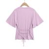Top Sexy de Moda de Corte Slim Fit Estilo Francés con Lazo Ceñido a la Cintura Puro y Deseable, Camiseta Básica a la Moda