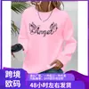 Sudadera con Estampado de Letras de Ángel, Sudadera Casual de Ante con Cuello Redondo para Otoño e Invierno, Ropa para Mujer