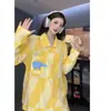 Yunduo Algodón Otoño 2025 Pijama de Mujer Pantalón de Manga Larga Cárdigan Solapa Pijama Traje Casual de Mujer Ropa para el Hogar