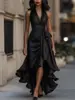 Estación Independiente 2025 Aliexpress Amazon Popular de Venta Caliente Elegante Irregular Vestido de Mujer con Volantes