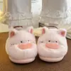 Chinelos de algodão antiderrapantes, fofos, estilo estudante, para mulheres, quentes e forrados com fleece para uso interno, chinelos de pelúcia de inverno, chinelos pós-parto