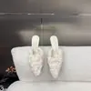 Primer Encuentro Ji Jian Tou Pantuflas Peludas Mujer Invierno Tacones Altos Dulce Estilo Hada Temperamento Nicho Mocasines de Punta Cerrada Mujer