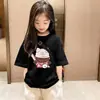 Camiseta de Algodão Puro de Manga Curta para Crianças, Novidade Verão 2026, Tops, Camisetas de Meia-Manga para Bebês, Meninas, Tamanhos Pequeno, Médio e Grande