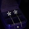 Pendientes de aleación de cobre y circonitas Su Zhi Fandie, creativos, de alta gama, ligeros, de lujo, con borlas y flores, pendientes de flores superllamativos.
