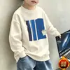 Roupas Infantis 26 Novidades Estampa de Letras Moletom Felpudo para Meninos Crianças de Meia-Idade e Mais Velhas Moda Gola Redonda Pulôver Manga Longa Estilo Coreano Top