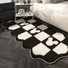 Alfombra Habitación Cama Manta de Mesita de Noche Se Puede Dormir y Sentar, No Lavable y Limpiable Negro Felpa Gruesa Habitación Sala de Estar Ventana Saliente Felpudo