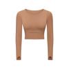 Nueva Camiseta Deportiva de Manga Larga Ajustada Corte Corto para Correr Fitness Yoga para Mujer S2032