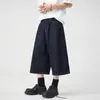 Oferta especial: Calça Cropped Jeans Azul Estilo Retrô Americano Verão 2026, Calça Versátil da Moda de Perna Larga de Comprimento Médio para Homens