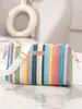 Bolsa Feminina Versátil de Palha Colorida Tecida de Uma Peça Drop-Shipping Bolsas de Mão de Menina Tecida de Ombro Único Bolsa Transversal Bolsa Quadrada Pequena