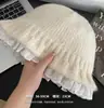 Gorro de pescador de punto con encaje coreano para mujer, otoño e invierno 2024, cálido, dulce, versátil, pequeño gorro de lana