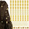 120 Peças de Conjunto Transfronteiriço da Amazon de Acessórios para Perucas, Enfeites de Cabelo Trançados, Extensões de Cabelo Dreads Douradas, Acessórios Personalizados da Moda