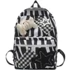 Mochila con Parche de Estrella Estilo Y2K Milenial Patrón de Cebra Hueso Gran Capacidad Mochila de Moda Estudiante Mochila Escolar para Campus