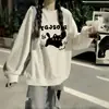 Sudadera de Otoño Blanca Gris con Cuello Redondo para Mujer 2025 Nueva Popular Moda Tendencia Chaqueta Gruesa Forrada de Polar de Manga Larga