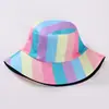 Sombrero de Pescador de Doble Cara con Patrón Arcoíris Personalizado por el Fabricante Tendencia de Moda al Aire Libre Sombrero para el Sol Sombrero Tipo Cubeta de Moda