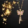 [Acero de Titanio] Borla Mariposa Lujo Ligero Moda Simple Hueco Exquisito Collar Cadena para Clavícula Todo Fósforo Colgante para Mujer