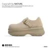 Sapatos Birkenstock de Couro Integral com Solado Grosso para Mulheres, Novo Estilo Primavera 2026, Cabedal Total em Couro Genuíno Casual Retro Mule Sapatos Femininos