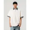 Camiseta de verano 2025 para hombre, de algodón europeo, fina, a cuadros, falsa, de dos piezas, holgada, informal, de manga corta, para hombre
