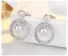 Nuevos Pendientes Redondos de Moda Yinzhilun Dongdaemun de Aguja de Plata Llenos de Diamantes y Pendientes de Perlas Pendientes Simples de Bosque de Perlas