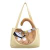 Nuevo Bolsón Original para Gato Lindo Japonés Smokie Grande Bolso de Hombro Beige PU Bolso de Mano