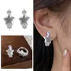Nuevos Brazaletes para Oreja de Estrella Plateada Cepillada de Lujo para Mujer, Pendientes Únicos de Nicho, Mismo Estilo que en Xiaohongshu, Pendientes de Moda y Exquisitos
