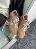 Otoño e Invierno 2025 Nuevos Zapatos de Entrenamiento Moral de Cuero Genuino Zapatos Planos para Mujer Zapatos Casuales Combinación de Colores Versátil Zapatos Deportivos Zapatos Star Forrest Gump