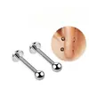 Barra de Liga de Titânio G23 com Rosca Interna Base Plana 3mm 4mm Ponta de Bola Redonda Stud para Lábio Stud para Língua Corporal Piercing Joia