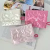 Bolsa de Monedas Plegable con Lazo de Corazón de PU Brillante Portátil Tarjetero Rellena de Algodón Acolchada Bolsa de Mano para Toallas Sanitarias