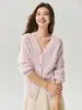 Campbell Hilo~%Seda de Morera%Cachemira Cardigan Tejido Cuello de Mujer Suéter Hueco Chaqueta Ola