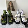 2026 Novo Estilo Sandálias Femininas Estilo Romano com Fivela Bico Aberto Salto Médio Bico Redondo Solado Grosso Estilo Simples