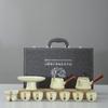 Juego de té de kung fu de cerámica con horno Ru, ideal para reuniones en casa o en la oficina, con asa de doble cara, tetera antiescaldaduras, regalo de empresa