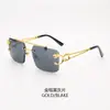 Gafas de Sol de Moda Transfronterizas 2024 Serie Europea y Americana Gafas de Sol sin Marco de Venta Caliente Monturas de Gafas con Cabeza de Leopardo al por Mayor Modernas para Exteriores