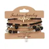 Pulsera Bohemio Multicapa de Cuentas Pulsera con Patrón de ECG de Personalidad Longitud Ajustable Conjunto de Pulseras para Mujer